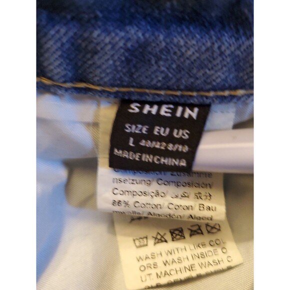 Shein Size LG Light Wash Cotton Blend Cargo Blue Jeans Multiple Pockets - Picture 11 of 11